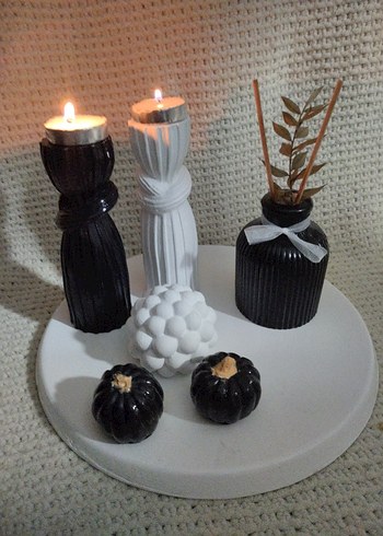 Beyaz ve Siyah Mumluk Seti - Görsel 2