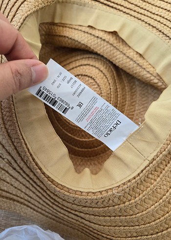 Defacto Koyu Bej Hasır Fötr Şapka Siyah Puantiyeli Kurdele - Görsel 4