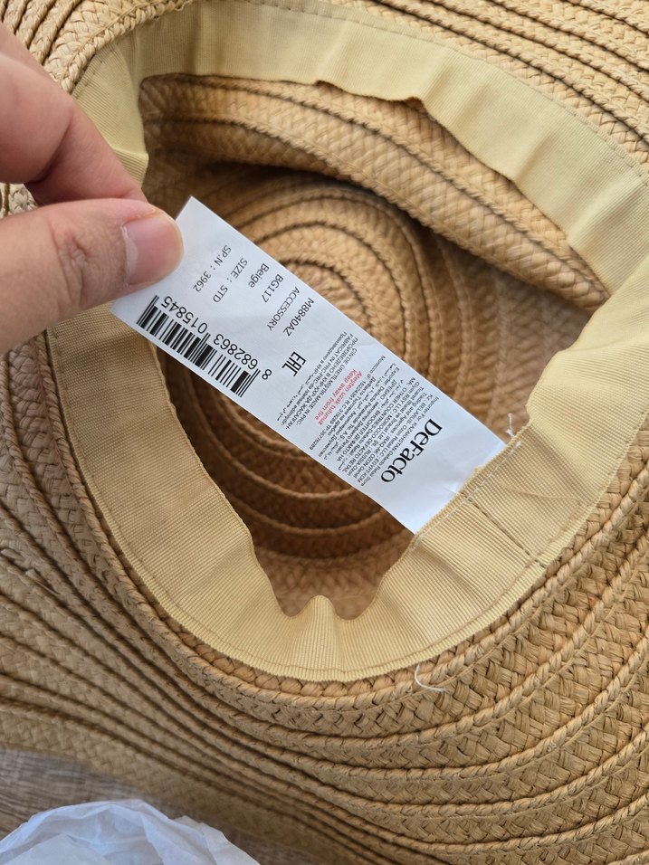 Defacto Koyu Bej Hasır Fötr Şapka Siyah Puantiyeli Kurdele - Görsel 3