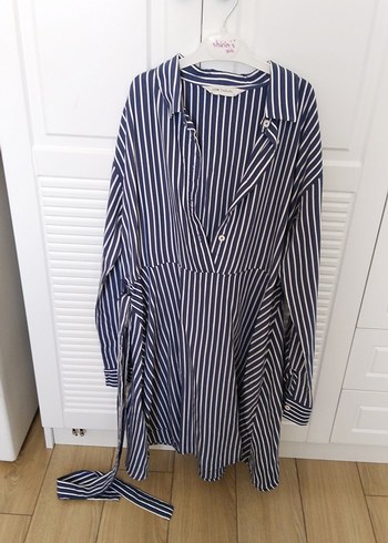 Çizgili Mavi Hamile Midi Tunik