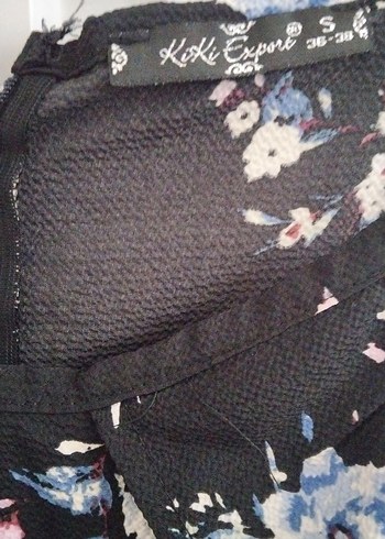 Uzun Siyah Desenli elbise - Görsel 4