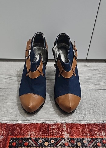 Diğer Mavi Süet Tokalı Yüksek Topuklu Kadın Bot
