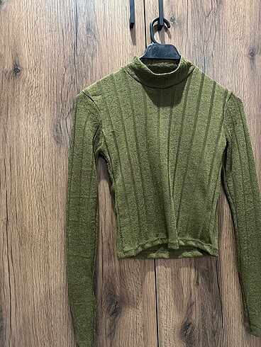 s Beden haki Renk Simli kumaş Crop