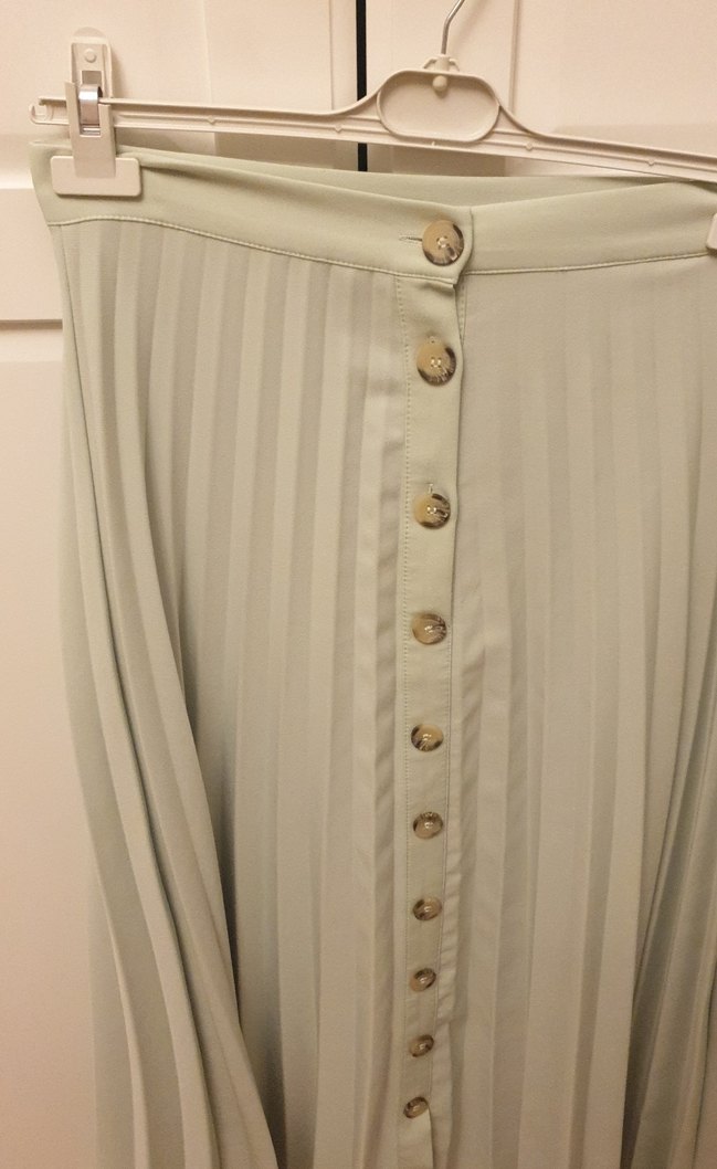 mint yeşili Piliseli Uzun Kadın Etek - Görsel 2