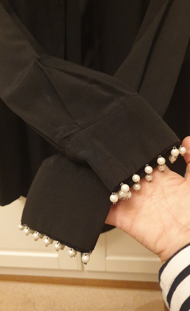 İnci Detaylı Siyah Gömlek - Görsel 4