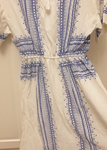 Nakışlı Beyaz Bohem Uzun Elbise - Görsel 4