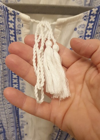 Nakışlı Beyaz Bohem Uzun Elbise - Görsel 3