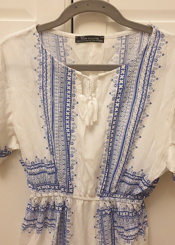 Nakışlı Beyaz Bohem Uzun Elbise - Görsel 2