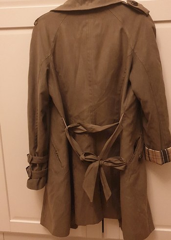 Bej Düğmeli Midi Kadın Trençkot - Görsel 9