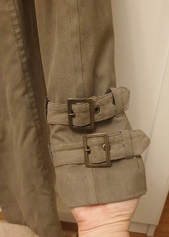 Bej Düğmeli Midi Kadın Trençkot - Görsel 6