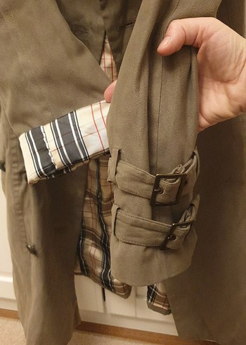 Bej Düğmeli Midi Kadın Trençkot - Görsel 8