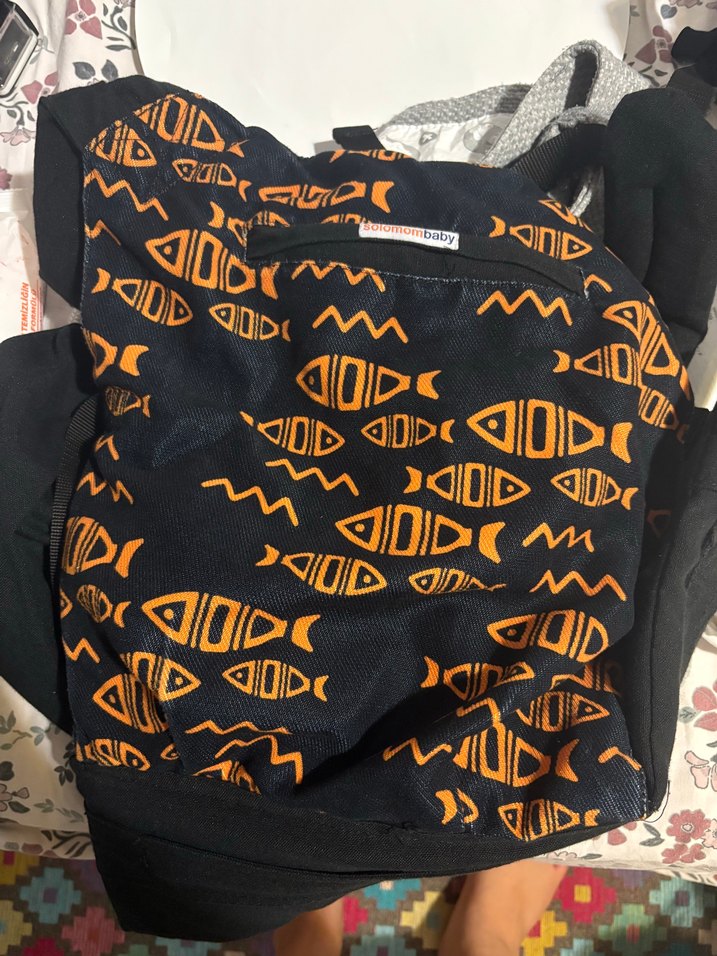 Balık Kraker Desenli Siyah Bebek Kangurusu - Görsel 3