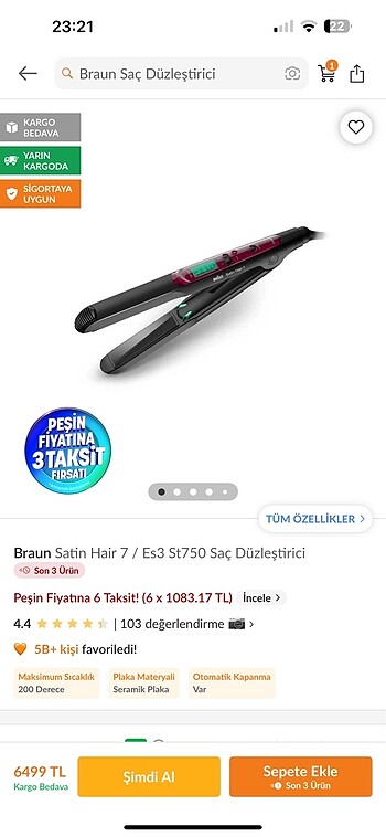 Braun BRAUN SAÇ DÜZLEŞTİRİCİSİ