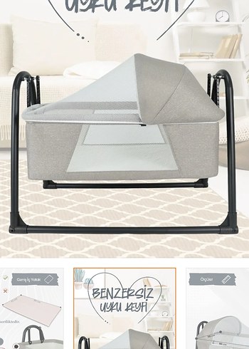 Beden Gri Bebek Sepeti 80x52 cm Ölçülerinde beşik