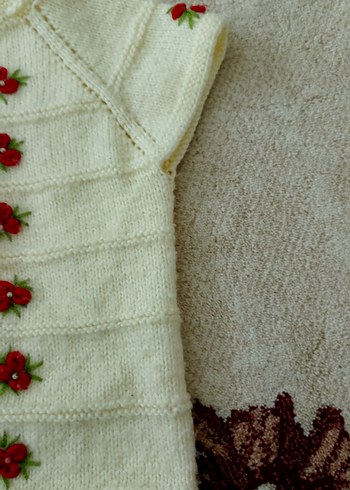 Pembe Çizgili Kız Örgü Yelek - Görsel 7