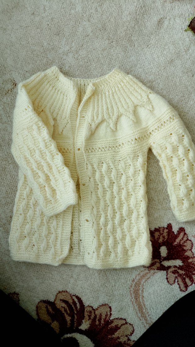 Pembe Çizgili Kız Örgü Yelek - Görsel 5