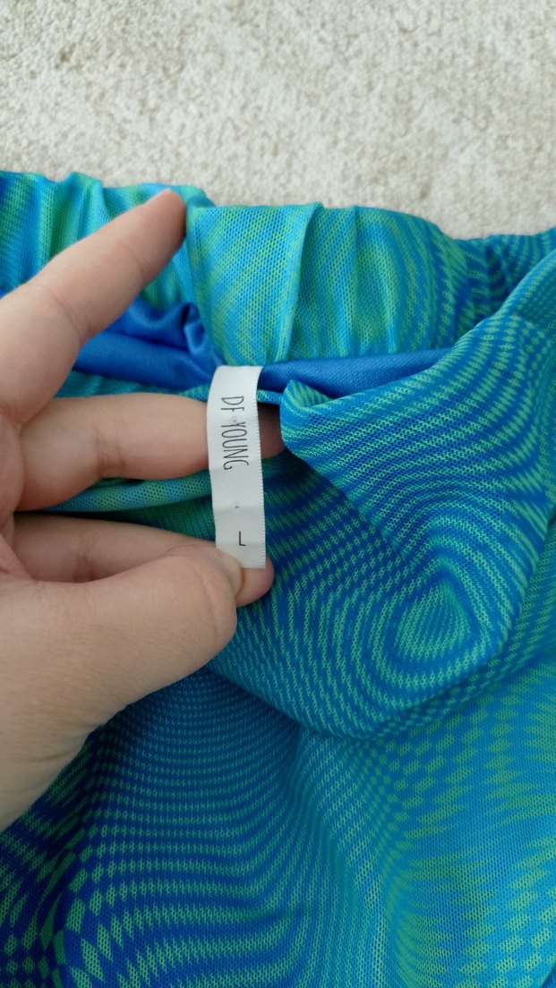 Drapeli Mavi Midi Bağlama Desenli Hamile Eteği - Görsel 2