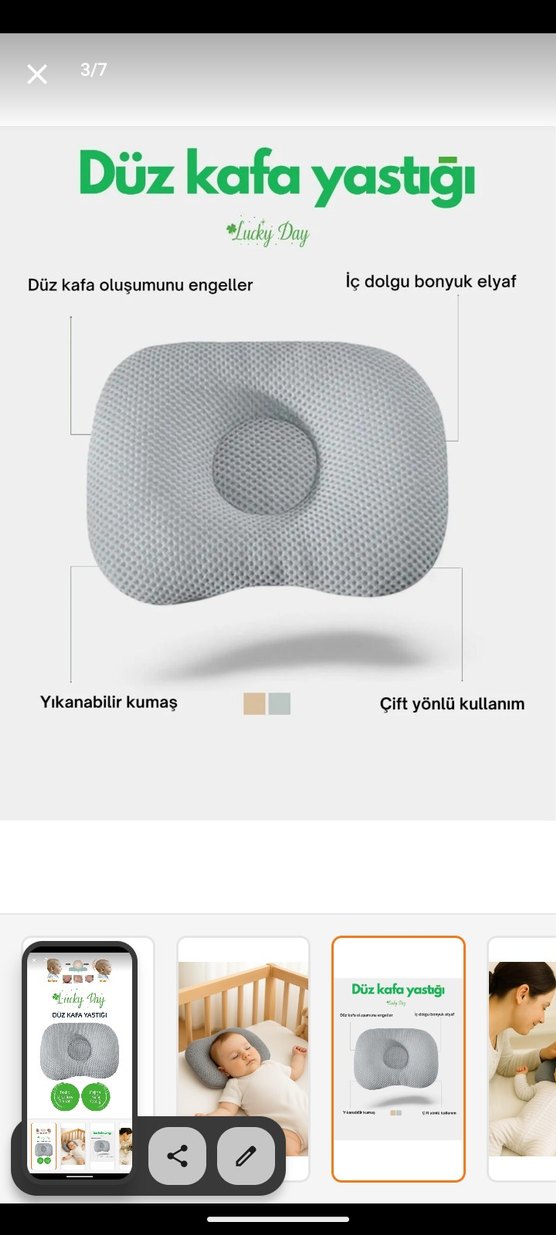 Lucky Day Gri Düz Kafa Yastığı - Görsel 2