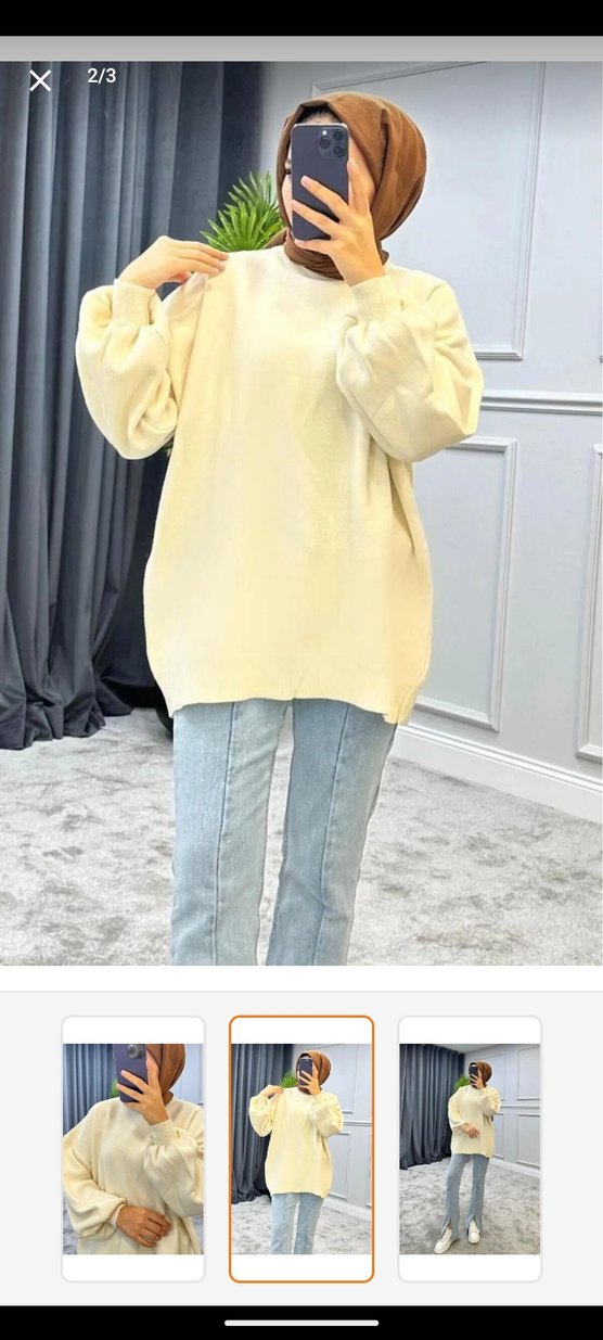 Beyaz Rahat Kesim Midi Kot Pantolon - Görsel 2