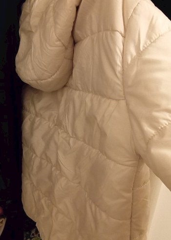 Düğmeli Beyaz Kadın Kışlık Mont - Görsel 5