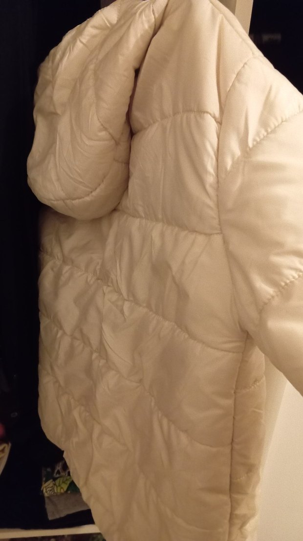 Düğmeli Beyaz Kadın Kışlık Mont - Görsel 5