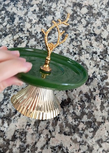 Yeşil Parlak Tepsi Altın Tutacaklı - Görsel 2