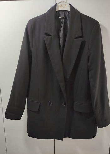 Kadın Siyah Düğmeli Midi Blazer - Görsel 3