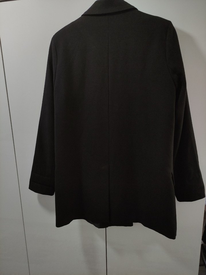 Kadın Siyah Düğmeli Midi Blazer - Görsel 2