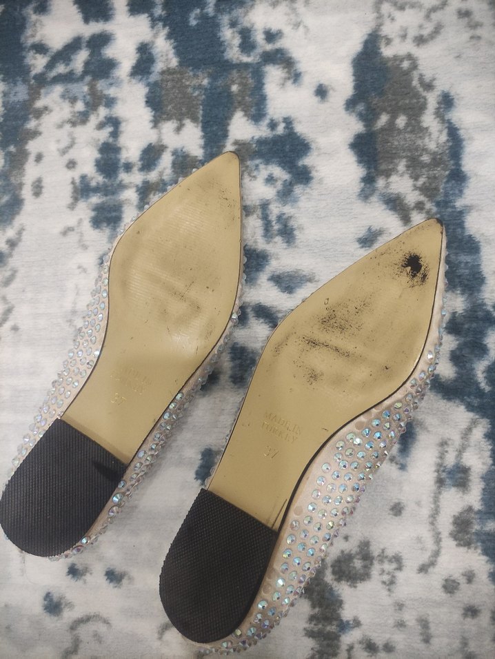 Bej Taş İşlemeli Stiletto Kadın Abiye Ayakkabı - Görsel 5