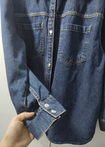 Lacivert Düğmeli Kadın Denim Ceket - Görsel 4