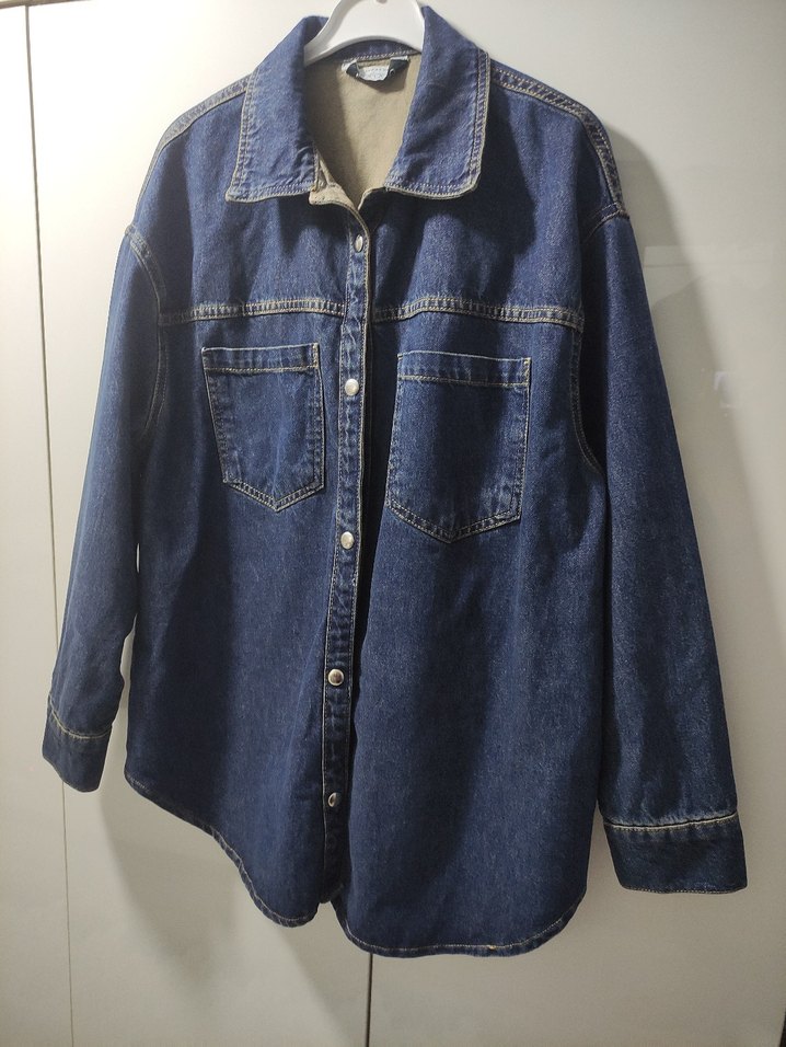 Lacivert Düğmeli Kadın Denim Ceket - Görsel 2