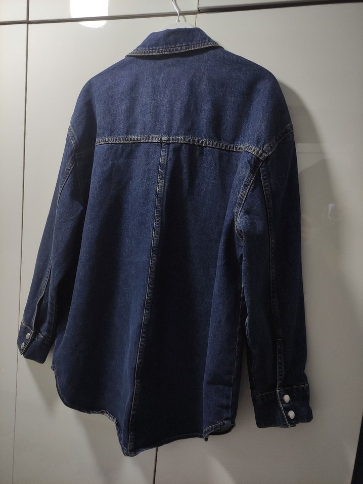 Lacivert Düğmeli Kadın Denim Ceket - Görsel 3