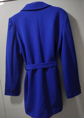 Mavi Kemerli Kısa Kadın Blazer Ceket - Görsel 5