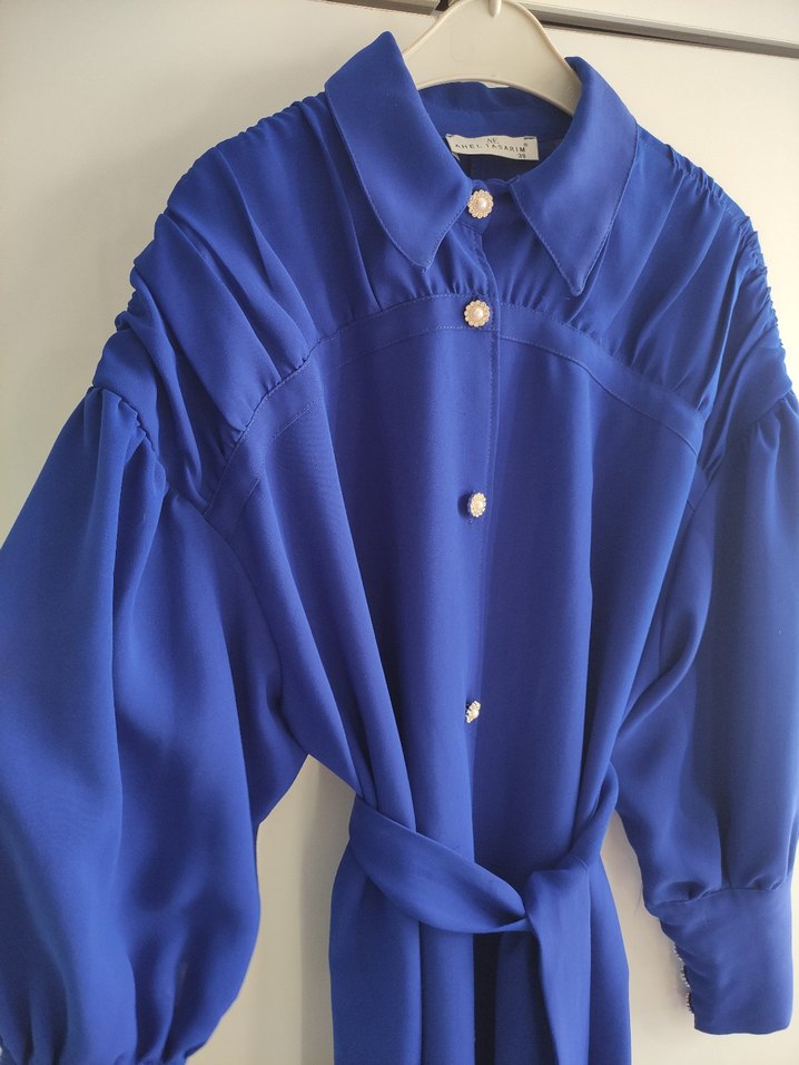 Parlak Mavi Kadın Uzun Kollu takım - Görsel 3