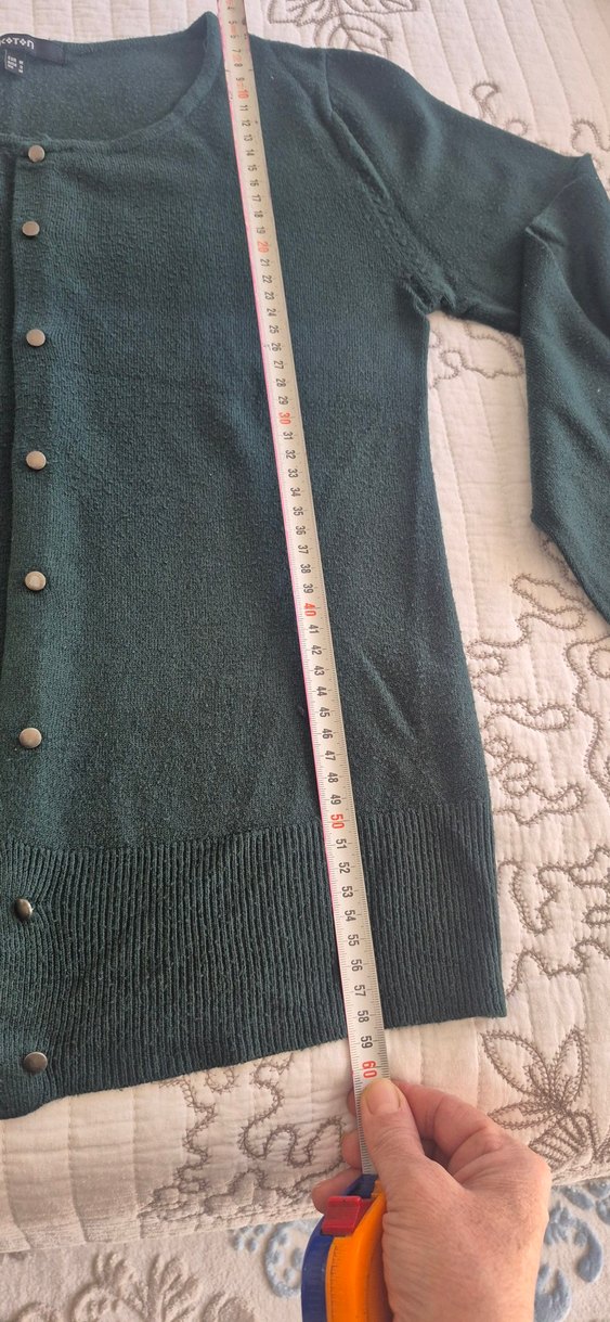 Düğmeli Yeşil Kadın Hırka - Görsel 3