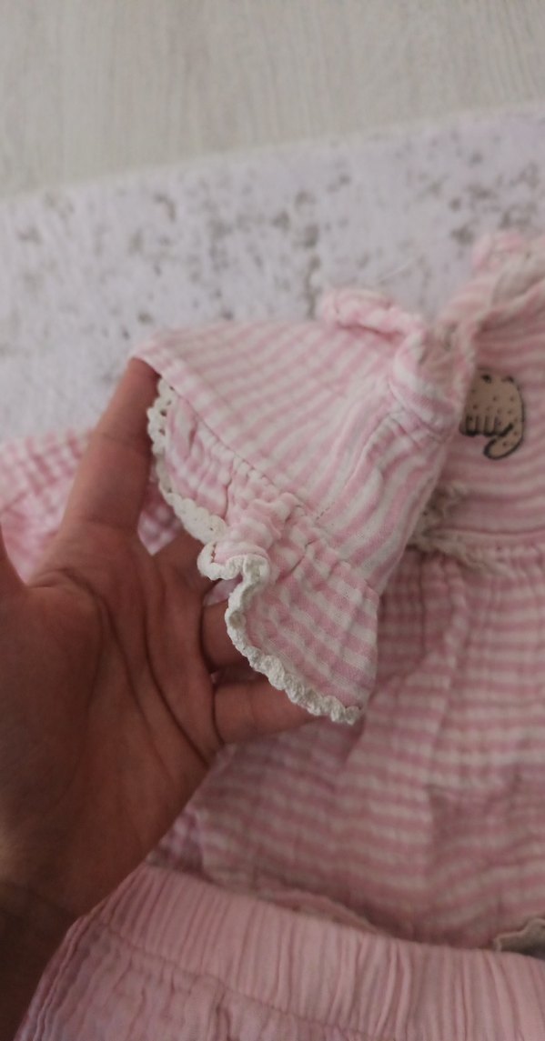 Dantelli Pembe Bebek Kız Takımı - Görsel 5