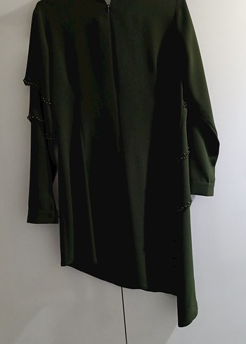 Uzun Kol Drapeli Siyah Ofis Tunik - Görsel 3