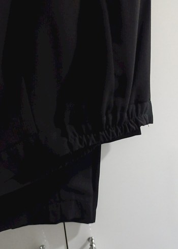 Uzun Kol Drapeli Siyah Ofis Tunik - Görsel 5