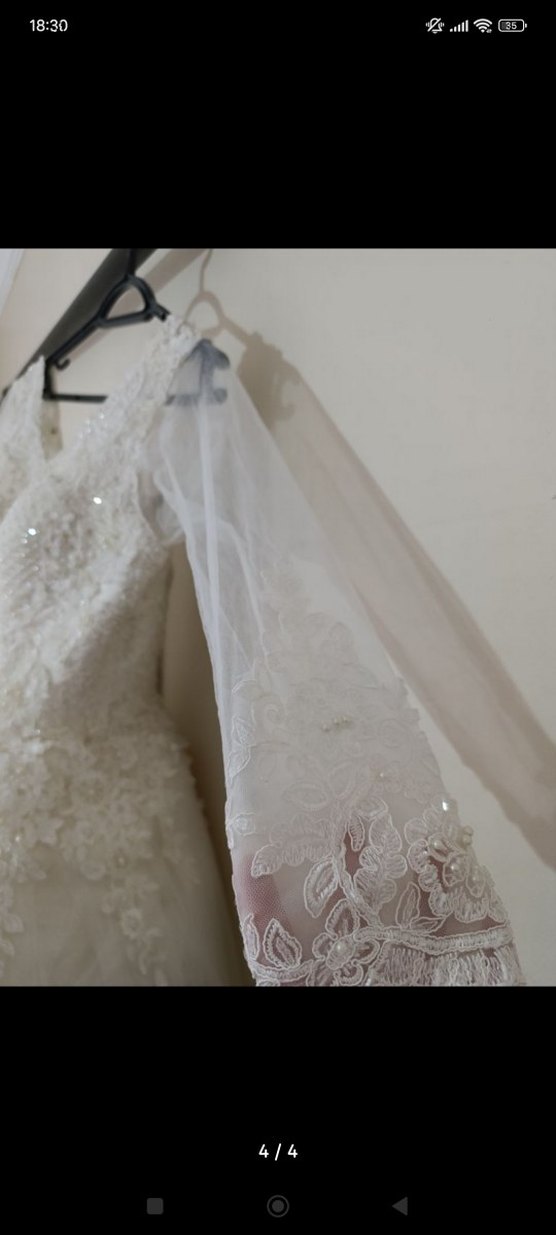 Bohem Vintage V Yaka Uzun Prenses Gelinlik - Görsel 4