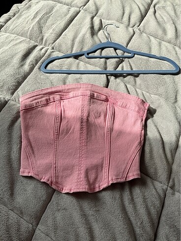 Stradivarius crop pembe jean