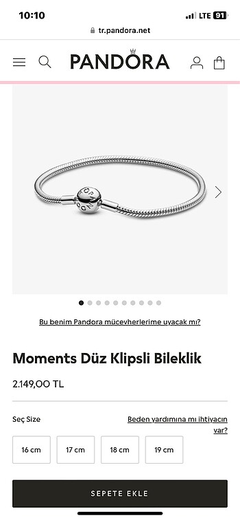  Beden beyaz Renk Pandora bileklik