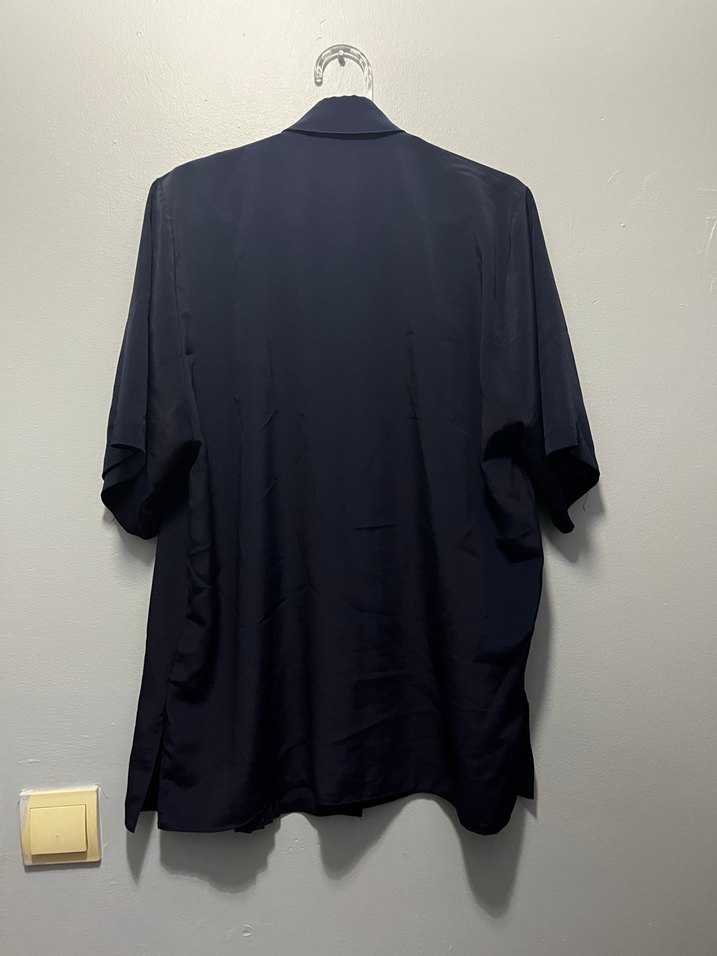 Lacivert Kadın Geniş Kesim kısa kollu gömlek - Görsel 2