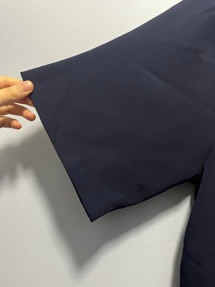 Lacivert Kadın Geniş Kesim kısa kollu gömlek - Görsel 4