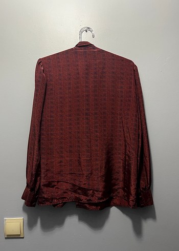 Bordo Uzun Kollu Drapeli Kadın Gömlek - Görsel 2