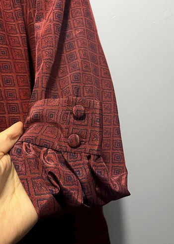 Bordo Uzun Kollu Drapeli Kadın Gömlek - Görsel 4