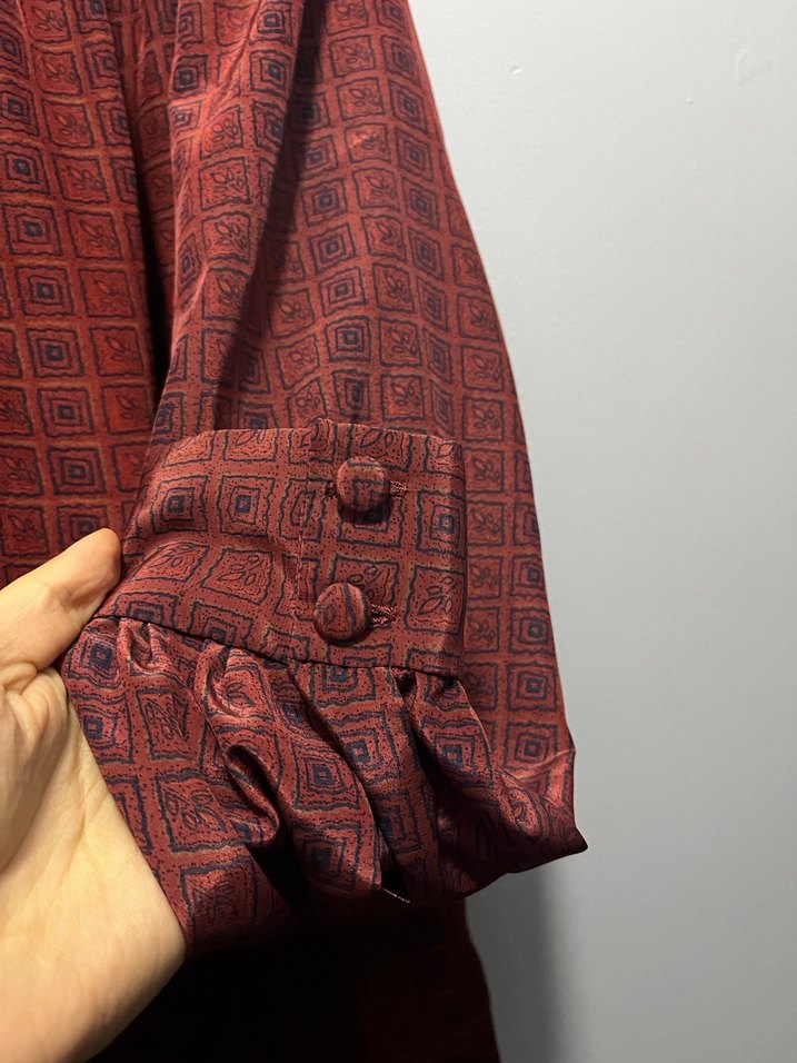 Bordo Uzun Kollu Drapeli Kadın Gömlek - Görsel 4