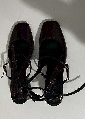 Bordo kısa topuk kadın ayakkabısı - Görsel 2