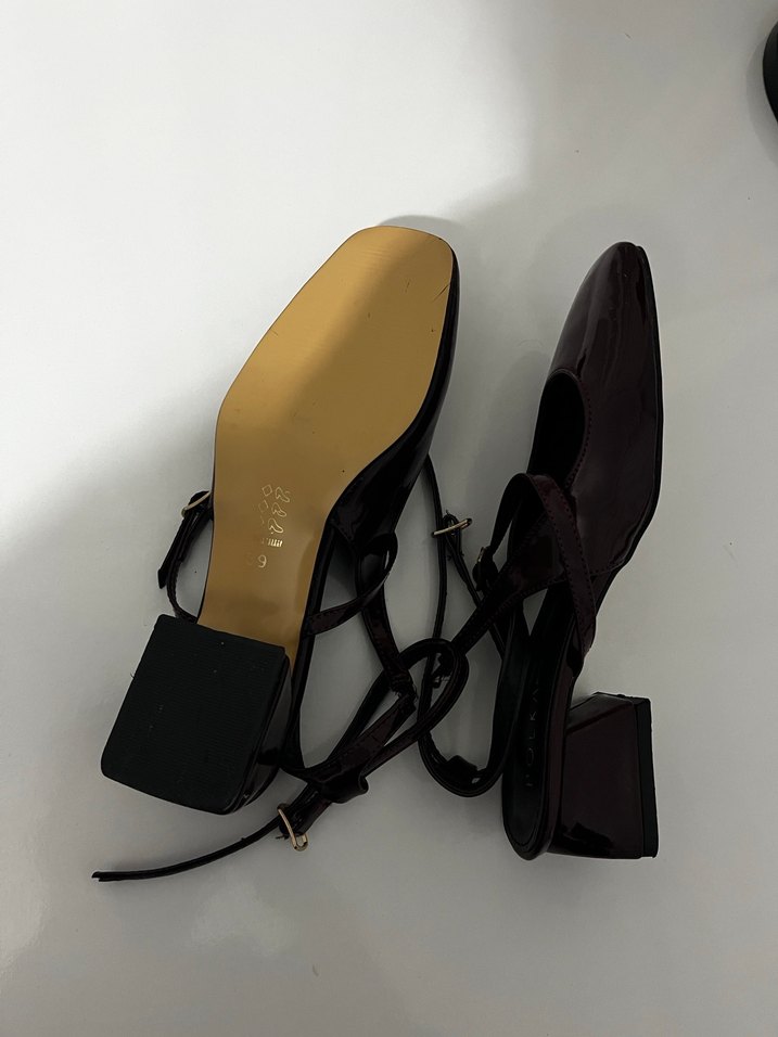 Bordo kısa topuk kadın ayakkabısı - Görsel 4