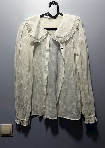 Bohem Beyaz Dantelli Kadın Gömlek - Görsel 2