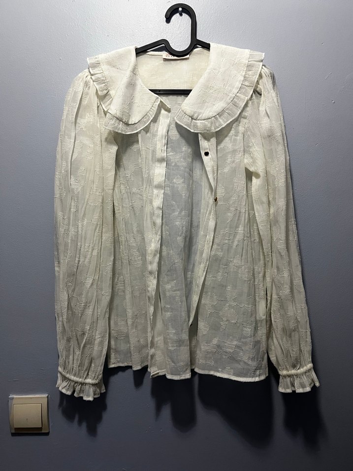 Bohem Beyaz Dantelli Kadın Gömlek - Görsel 2